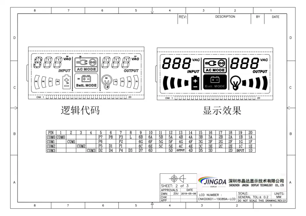 Professional Factory Custom COB Tn Htn Positive Negative Backlight LCD Monochrome Segment Display Module for UPS Inverter Power